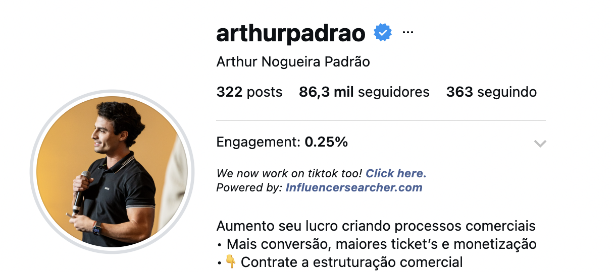 Perfil @arthurpadrao no Instagram: 322 publicações, 86,3 mil seguidores, 363 seguindo.